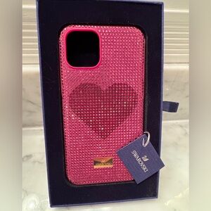 Swarovski Crystal Heart IPhone 11 Pro Smartphone Case with Bumper Pink